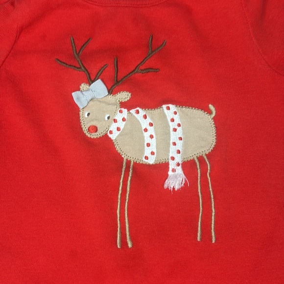Gymboree girls red long sleeve Christmas w a reindeer and a scarf size 18-24 m - Picture 3 of 7
